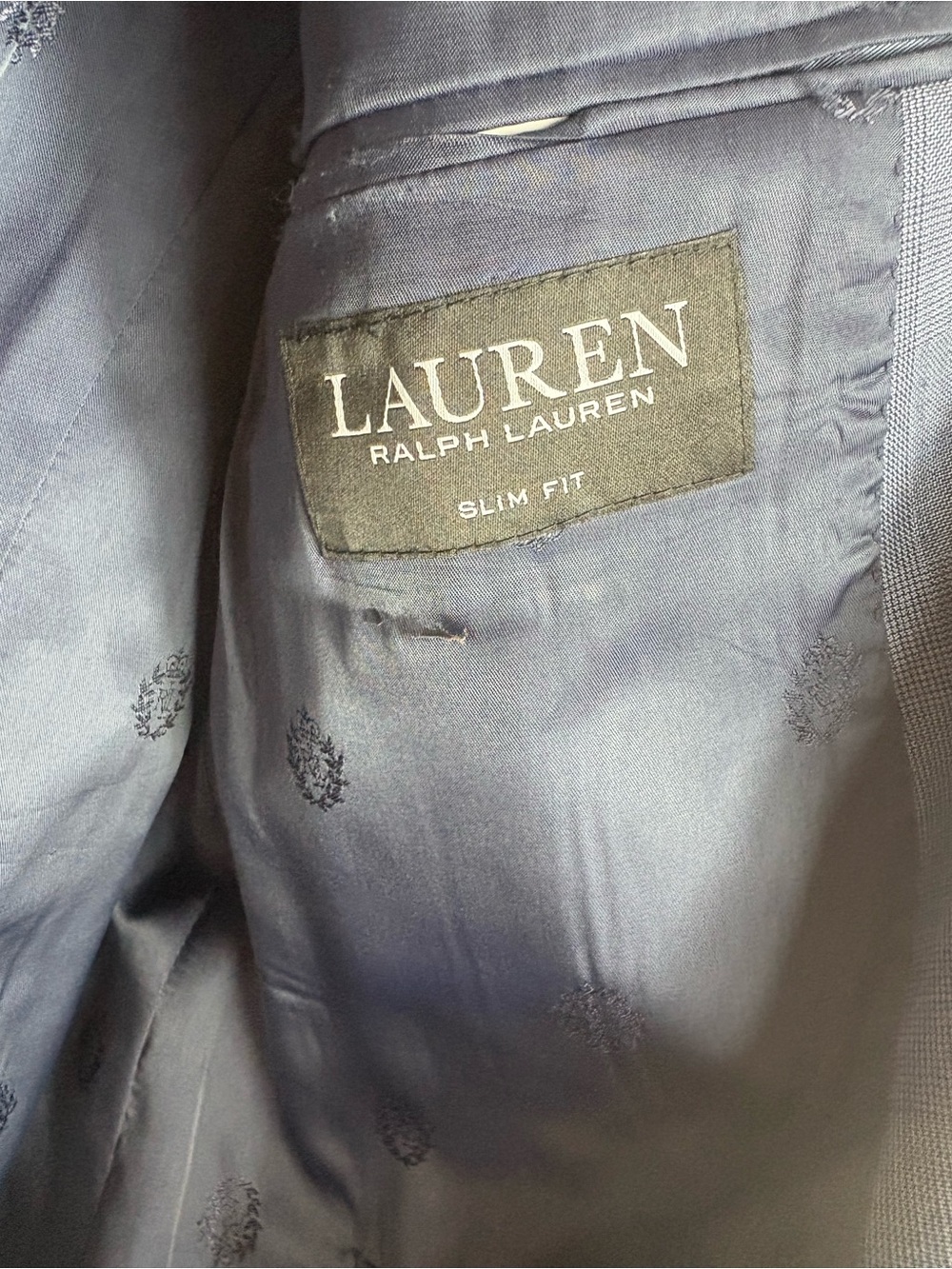 LAUREN RALPH LAUREN Slim Fit Sport Coat from Macy’s 100% Wool Navy Text Size 44R - Picture 9 of 15